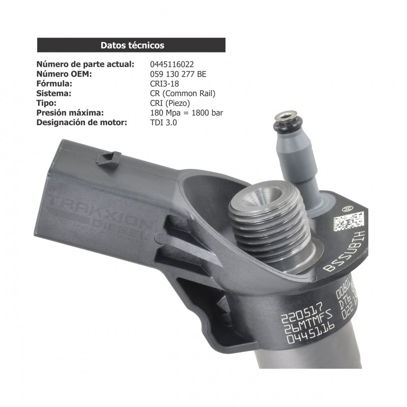Inyector Diesel para 3.0 TDI, Q5 y Q7 quattro Audi, Touareg VW, 059130277AP, 059130277AR, 059130277BE, 059130277CJ, 059130855FX