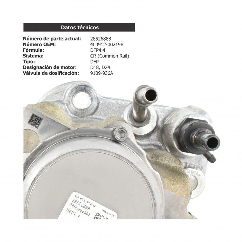Bomba Diesel para Montacargas Doosan, D15S, D18S, D20S, D25S, D30S, D33S, D35S, 400912-00219, 400912-00219A, 400912-00219B