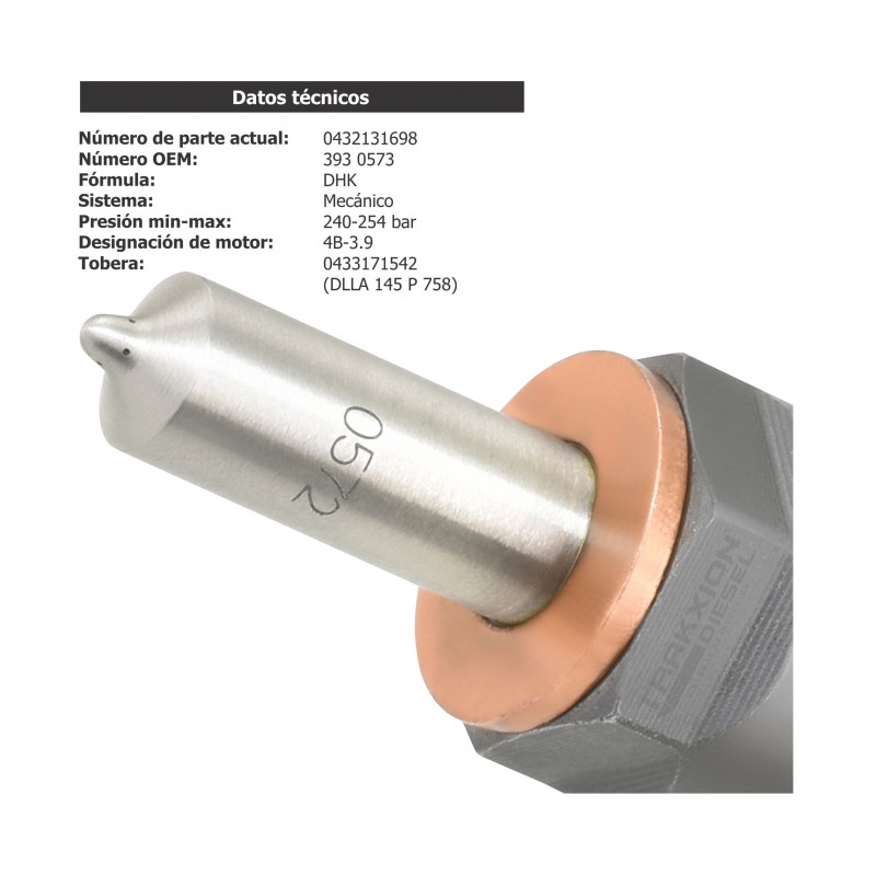 Inyector Diesel Bosch para LV80 U80 Tractor Cargador, Case New Holland y 3.9 4B Cummins, 0432131698, 3930573, J930573, KDAL59P16