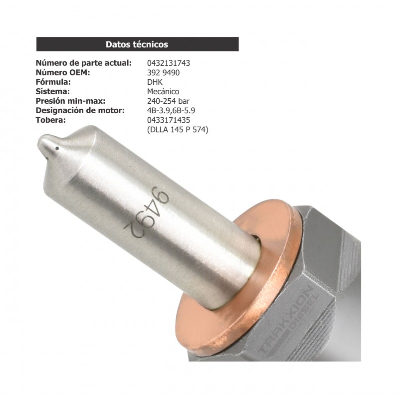 Inyector Diesel Bosch para 3.9 y 5.9, 4B y 6B Cummins, Case y New Holland, 0432131743, 3802748, 3930131, J930131, KDAL59P6