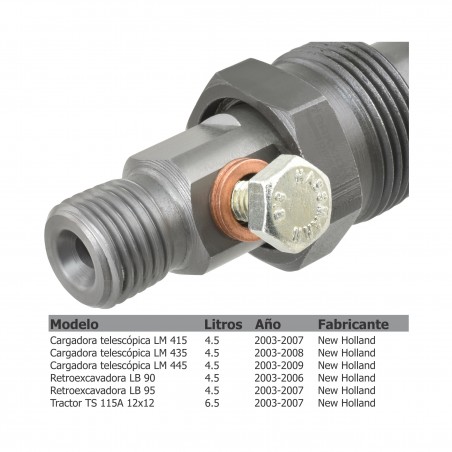 Inyector Diesel Bosch para Retroexcavadora B95, LB75, LB90, LB95, Tractor TS 115A, New Holland, 0432133779, 2852869, 504045835