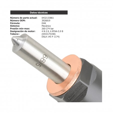 Inyector Diesel para 3.9 y 5.9, 4B y 6BTAA Cummins, 0432133861, 3802547, 3926819, CPL 1551, 1553, 1839, 1914, 2001, 2347