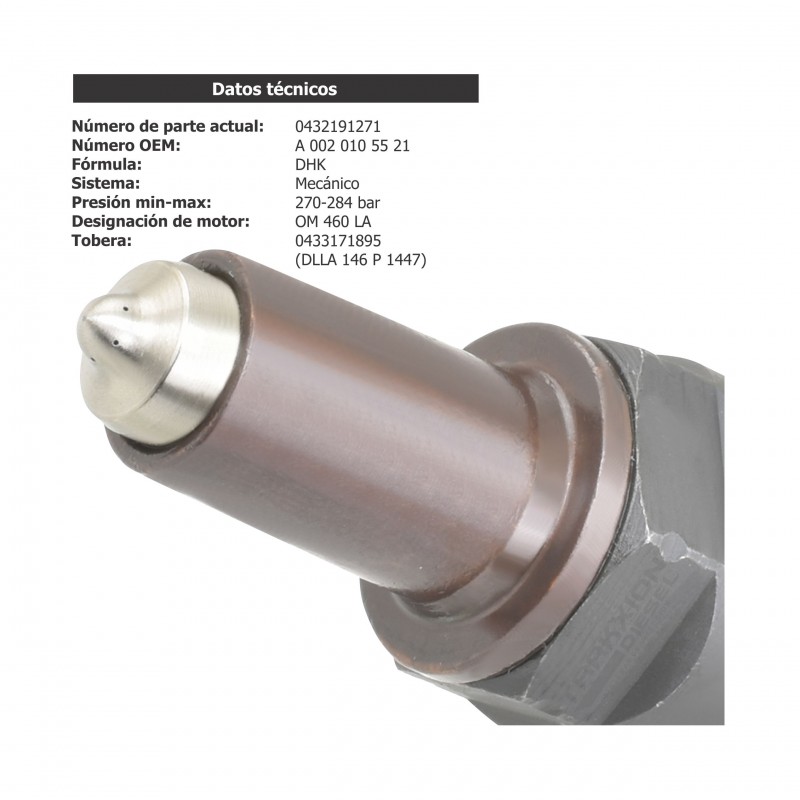 Inyector Diesel Bosch para OM460 Mercedes Benz, 0432191271, A0020105521
