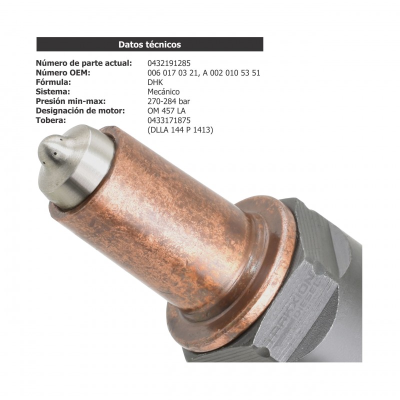 Inyector Diesel Bosch para OM457 LA, Mercedes Benz, 0432191285, A0020105351, A0060170321