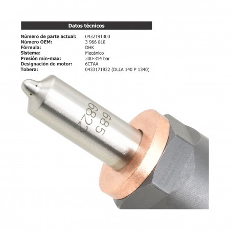 Inyector Diesel Bosch para Case, 8.3 6CTAA, Serie C, Cummins, 0432191300, 3966818, 76195657