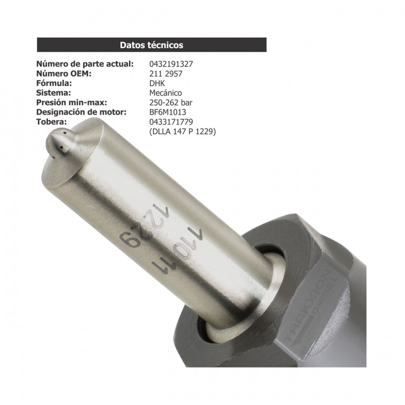 Inyector Diesel Bosch para Tractor Agrotron Deutz-Fahr, 7.1, BF 6M 1013, KHD, 02112957, 2112957, 0432191327