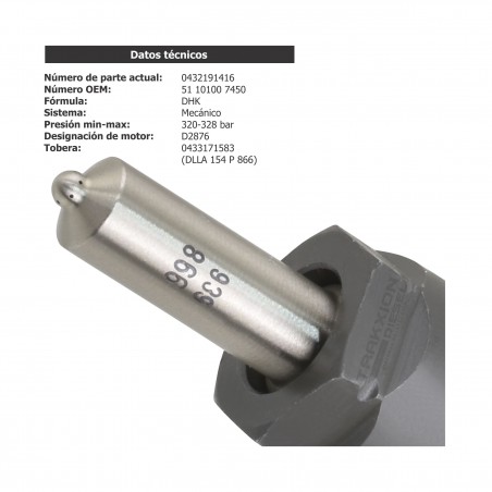 Inyector Diesel Bosch para MAN D28, Truck & Bus, 0432191416, 0432191483, 0432191508, 51.10100-7414, 51.10100-7421, 51.10100-7450