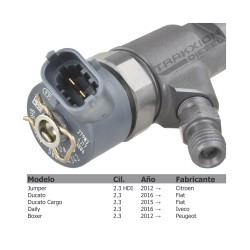 Inyector Diesel Bosch 0445110520, 0986435248, 504389548, 5801594342 para Ducato 2.3 Fiat, 2.3 Manager Peugeot, New Holland