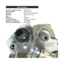 Bomba Diesel CP3 Bosch 0445020007, 0445020175 para Case IH, 3.9 y 5.9 ISB Cummins, New Holland, Constellation y Worker, VW