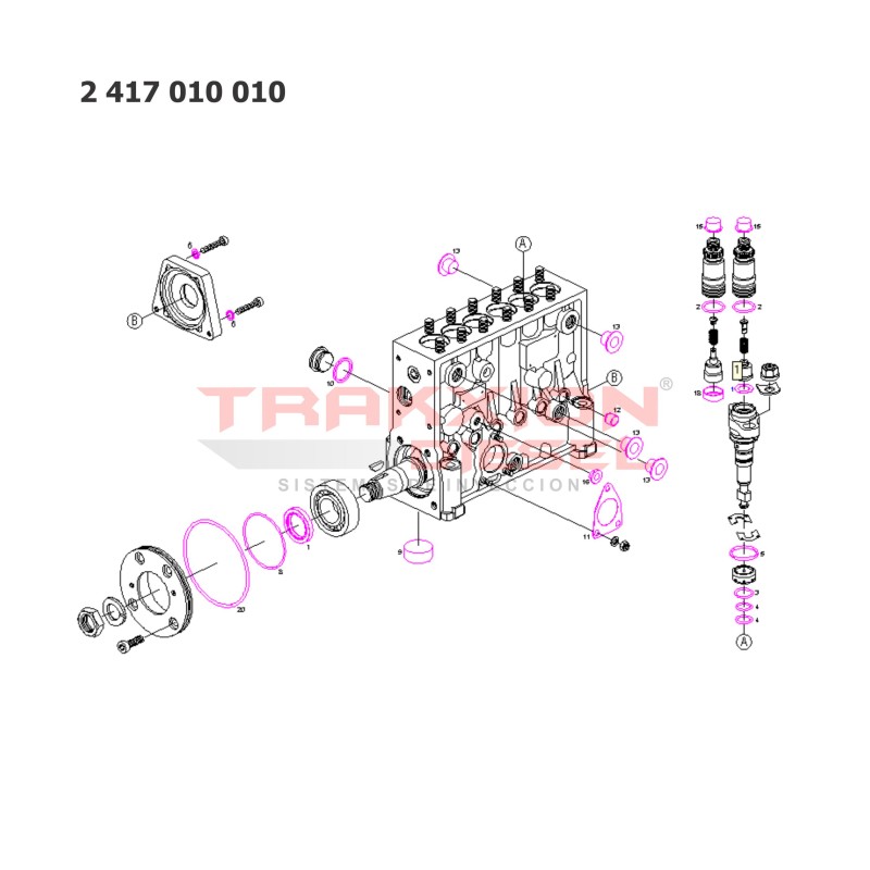 Juego de juntas de bomba Diesel serie 7000 Bosch 2417010010, 9967563 ...