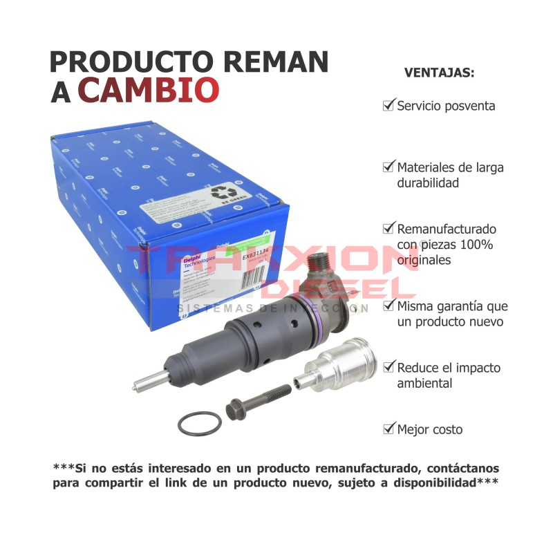 Inyector Smart F2E Diesel Reman EX631134 Delphi para D13 Volvo, MP8 Mack, 22378580, 85022899, BEBJ1F12001, BEBJ1F12201, HRE394