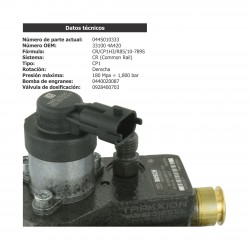 Bomba de inyección de alta presión Diesel Bosch CP1 para H-1, H1, H100, 2.5 CRDi, D4CB, Hyundai, 08-21, 331004A420, 33100-4A420