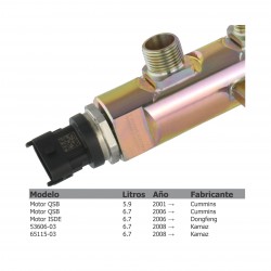 Riel (tubo) acumulador de presión Diesel Bosch para 6.7 ISB y QSB, Cummins y Komatsu, 0445226042, 3977530