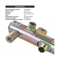 Riel (tubo) acumulador de presión Diesel Bosch para 6.7 ISB y QSB, Cummins y Komatsu, 0445226042, 3977530