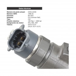 Inyector Diesel para 1.6 HDI Peugeot, 301, Expert, Partner, Rifter K9, 1980S5, 0445110340