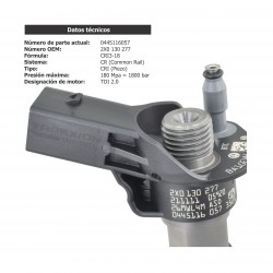 Inyector Diesel Piezoeléctrico Bosch para 2.0 TDI Volkswagen (VW), 0445116057, 0445116058, 0986435445, 2X0130277