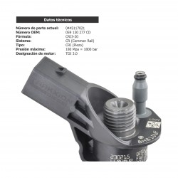 Inyector Diesel Piezoeléctrico Bosch para 3.0 TDI, Q7 Audi y Touareg VW, 059130277CD, 059130277EJ, 95811012810, 95811012811